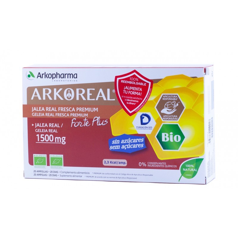 ARKOREAL JALEA REAL FORTE PLUS Sin azúcares 1500mg  20 Ampollas