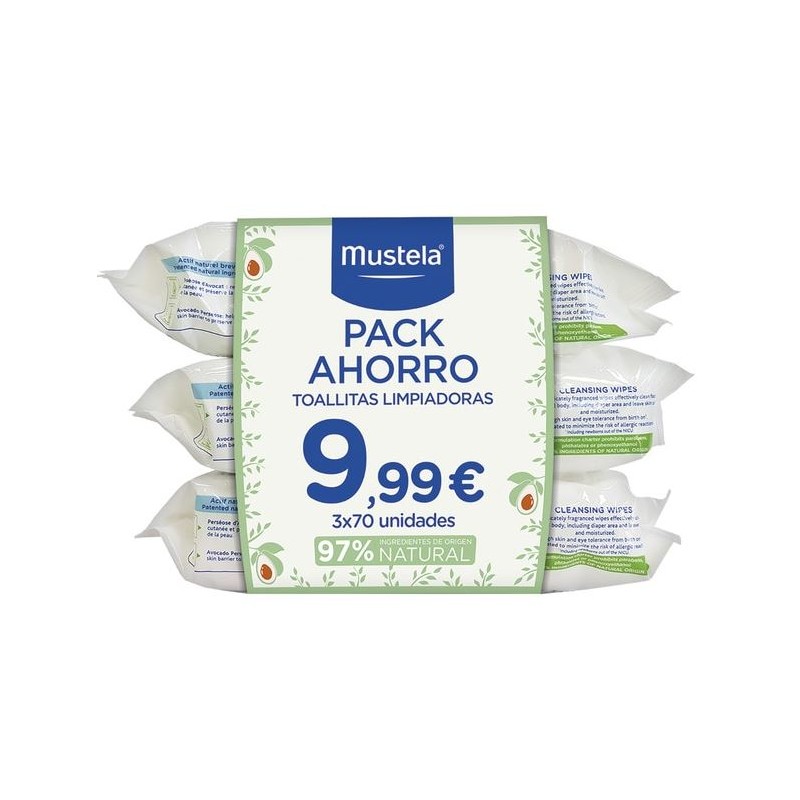 MUSTELA TRIO TOALLITAS LIMPIADORAS 70 UDS X 3