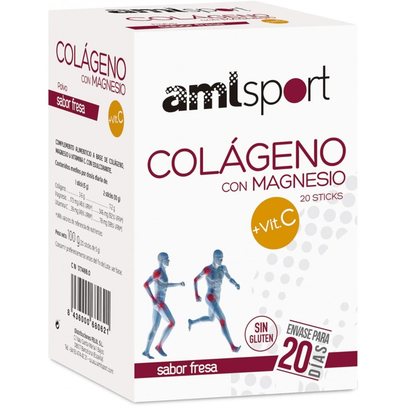 A M La Justicia AMLSport COLAGENO MAGNESIO + VIT C 20 STICKS SABOR FRESA