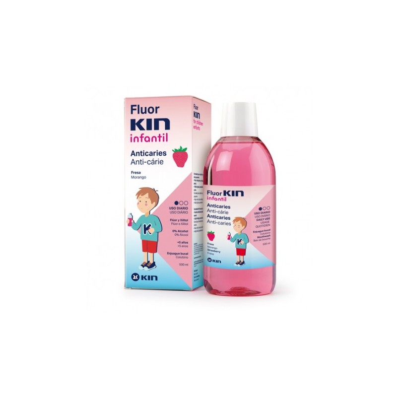 FLUOR KIN COLUTORIO INFANTIL ANTICARIES FRESA 500ML