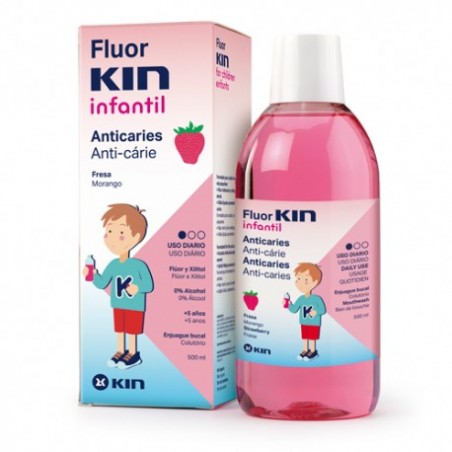 FLUOR KIN COLUTORIO INFANTIL ANTICARIES FRESA 500ML