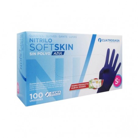 CUATROGASA GUANTES NITRILO SOFTSKIN AZUL TALLA S 100 UDS