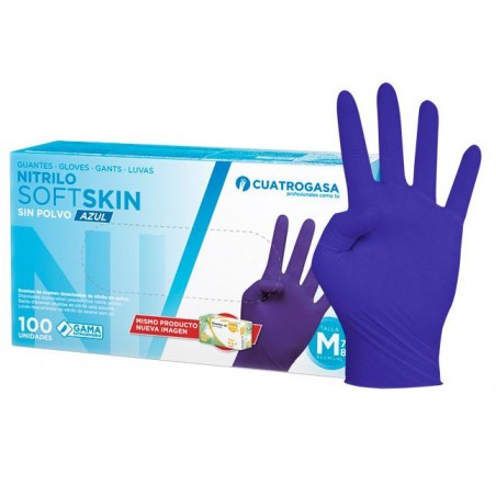 CUATROGASA GUANTES NITRILO SOFTSKIN AZUL TALLA M 100 UDS