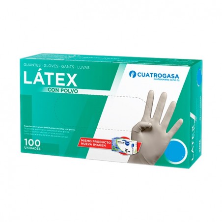 CUATROGASA GUANTES LATEX CON POLVO TALLA XL 100 UDS