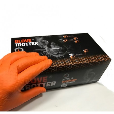 GLOVE TROTTER GUANTES NITRILO NARANJA TALLA L SUPERGRIP 100 UDS