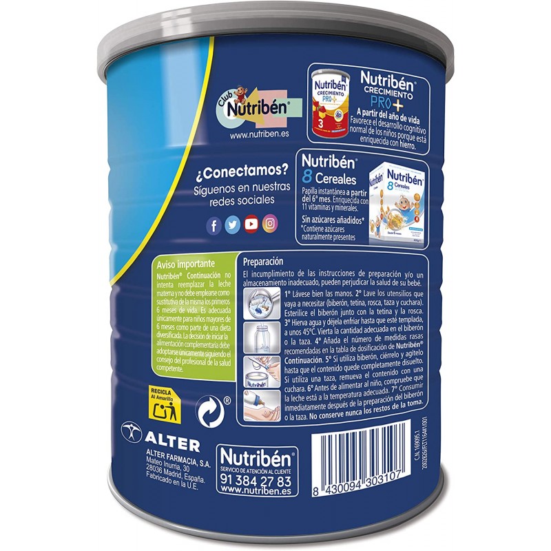 NUTRIBEN LECHE CONTINUACION  800G