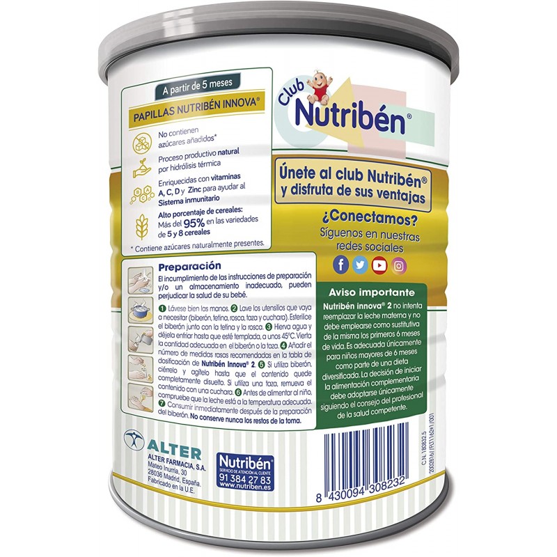 NUTRIBEN LECHE INNOVA 2 800GR