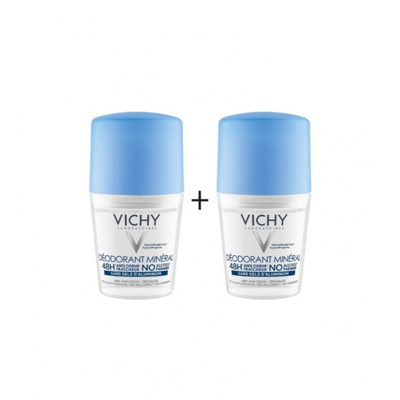 VICHY DUPLO DESODORANTE MINERAL 48H TOL.OPT. 50ML X 2