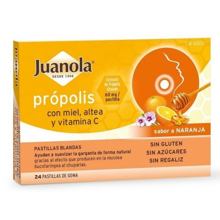 JUANOLA PROPOLIS MIEL  ALTEA VITAMINA C  NARANJA 24 PASTILLAS BLANDAS