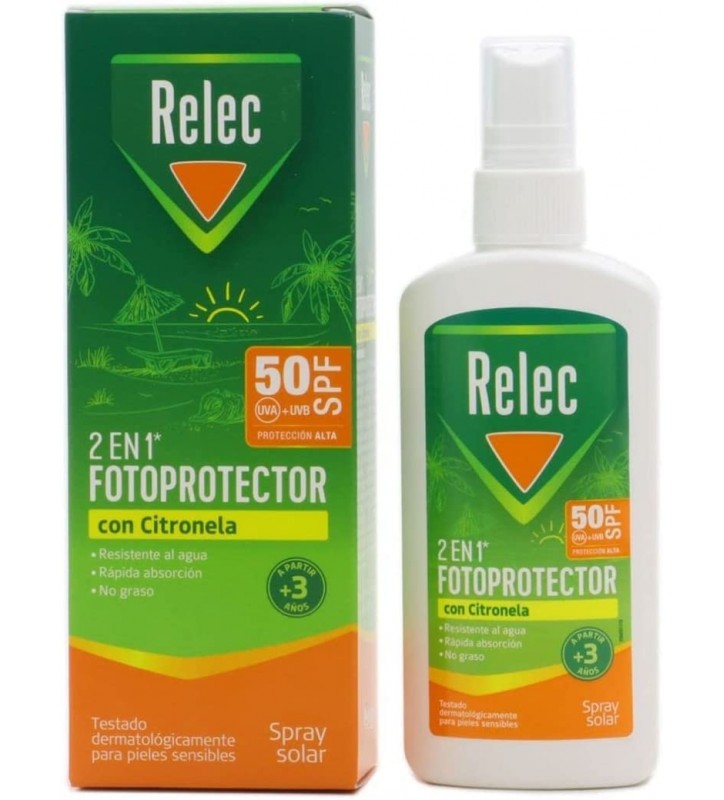 RELEC 2 EN 1 FOTOPROTECTOR 50SPF CON CITRONELA 100ML