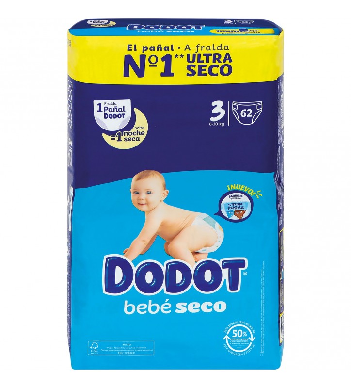 DODOT BEBE SECO TALLA 3  6-10KG  62UDS