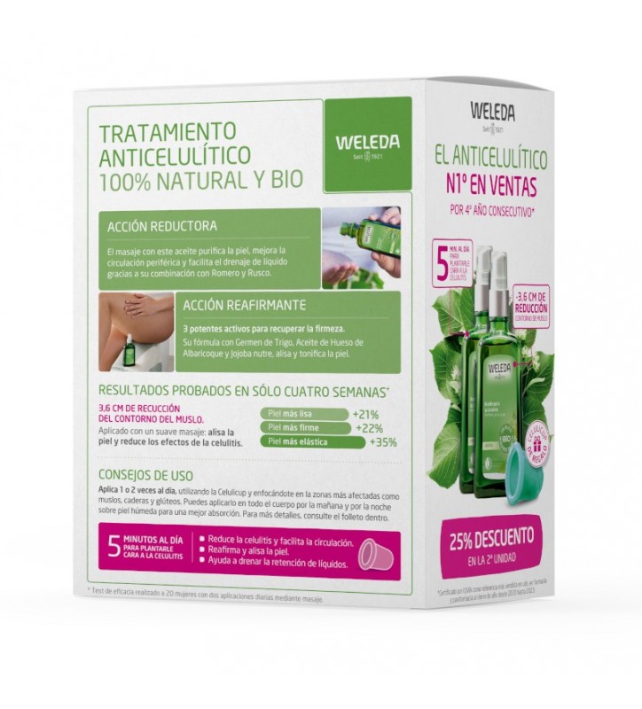 WELEDA PACK ACEITE CELULITIS ABEDUL 2x100 ML + CELULICUP