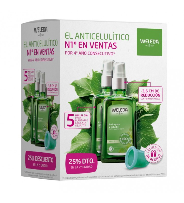 WELEDA PACK ACEITE CELULITIS ABEDUL 2x100 ML + CELULICUP