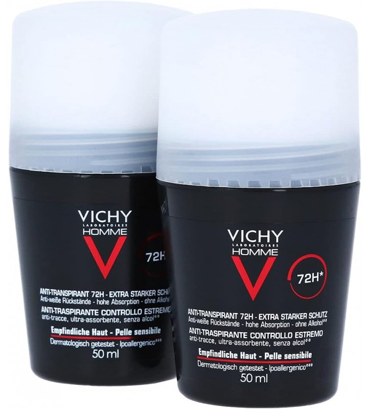 VICHY HOMME DUPLO DESODORANTE ANTITRANSPIRANTE 72H 50ML X 2