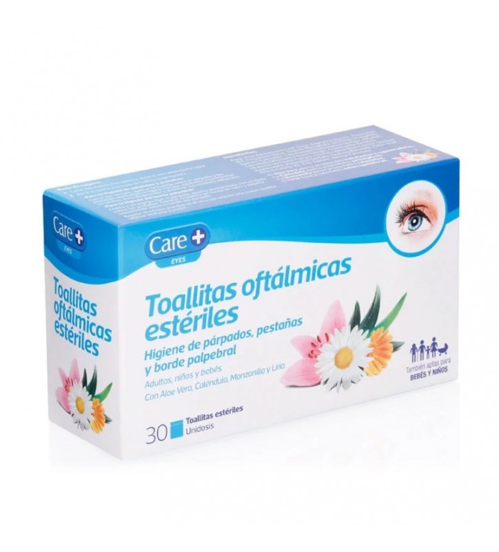 CARE+ TOALLITAS OFTALMICAS ESTERILES HIGIENE DE PARPADOS PESTAÑAS Y BORDE PALPEBRAL 30 UNIDADES