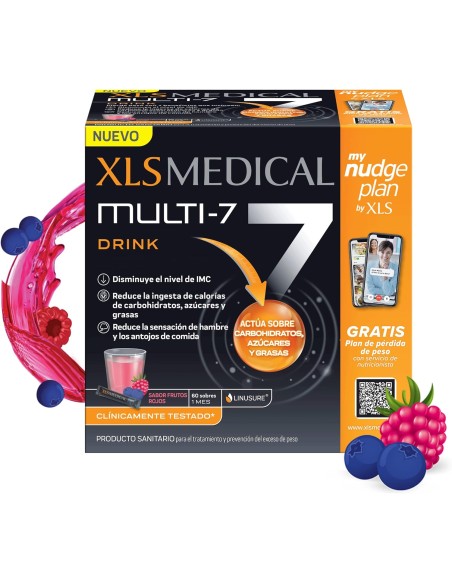 XLS MEDICAL MULTI 7 DRINK 60 SOBRES FRUTOS ROJOS