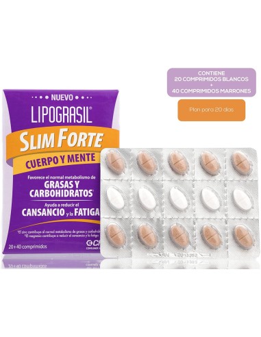 LIPOGRASIL SLIM FORTE CUERPO Y MENTE 20+40 COMPRIMIDOS