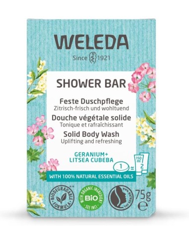 WELEDA JABON DE DUCHA SOLIDO GERANIO Y LITSEA CUBEBA 75 GR